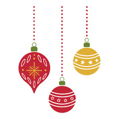 Colorful Christmas Ornaments Hanging Decoration Vector