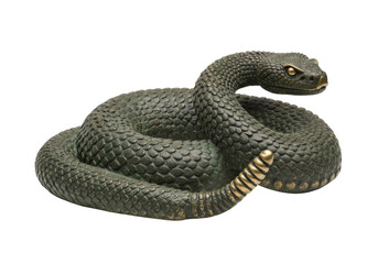 Isolated Rattlesnake coiled and ready to strike its prey, venomous animal with gold tail