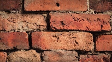 Obraz premium Red brick wall, weathered and textured, close - up view, copy space