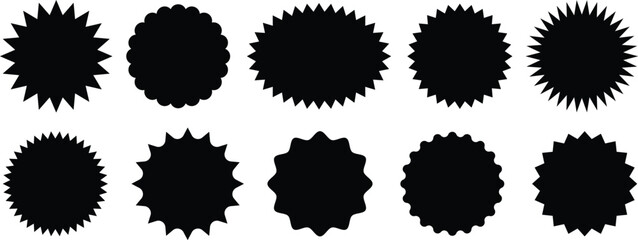 Blank sale price tags vector. Sale stickers, discount promotional badges, price tags. Starburst sale badges isolated background