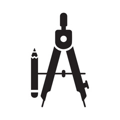 Silhouette Drafting Compass Icon for Design. 