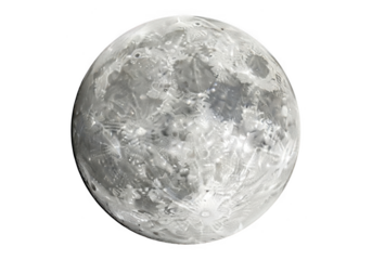 Detailed full moon isolated on transparent background the lunar surface is covered with craters, mountains, and valleys celestial body