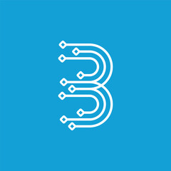 letter B circuit tech concept logo design vector template