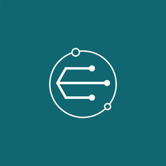 letter E circuit concept logo design vector template