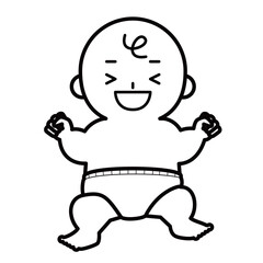 大笑いするおむつ姿の赤ちゃん