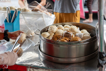 Steamed Buns at a Street Food Stall in Chinatown Bangkok, Thailand