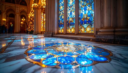 Obraz premium Stained Glass Window Inside Grand Cathedral