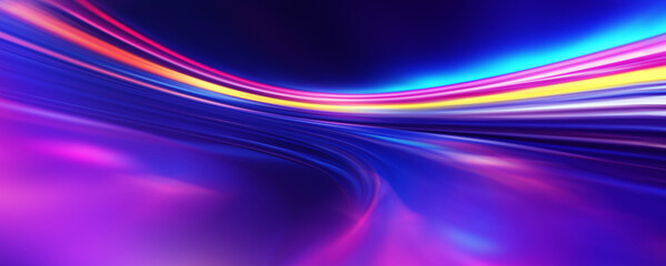 Bright abstract background with ultraviolet neon lines, waves, glow