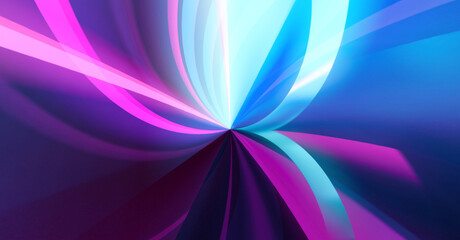 Bright abstract background with ultraviolet neon lines, waves, glow