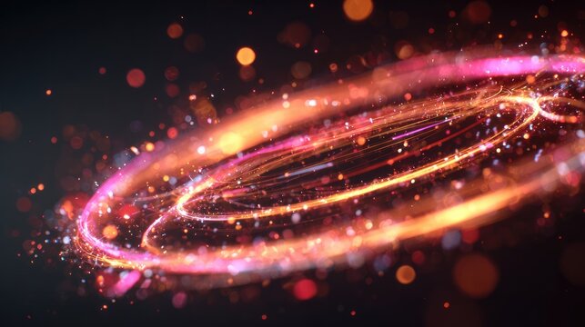 Vibrant Swirling Particles with Glowing Light Trails and Bokeh Effects Abstract Background Design for Visual Projects
