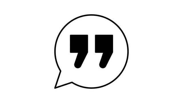 Animated speech bubble with quotation marks wiggling