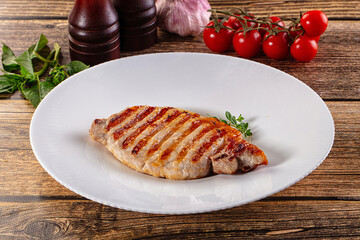 Juicy grilled pork fillet steak