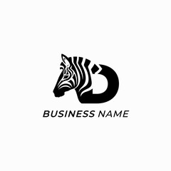 design logo creative letter D and zebra