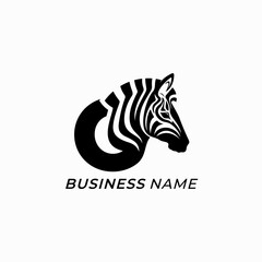 design logo creative letter O and zebra