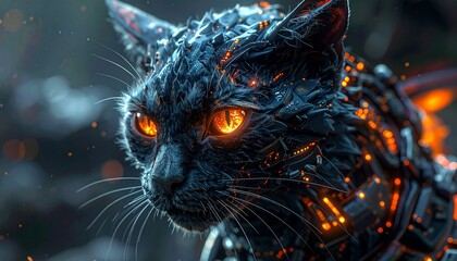 Cyberpunk Cat Dragon Hybrid