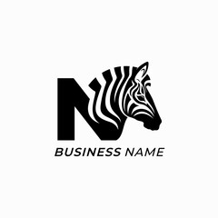 design logo creative letter N and zebra
