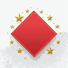 Red Border Golden Star Festive Vector Layout