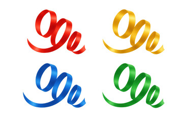 Fototapeta premium Colorful curling celebration ribbons creating a festive party decoration, isolated on a transparent background