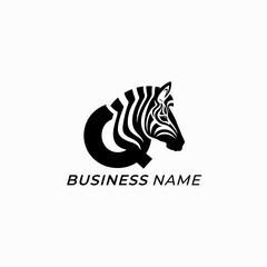 design logo combine letter Q and zebra