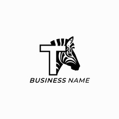 design logo creative zebra and letter T