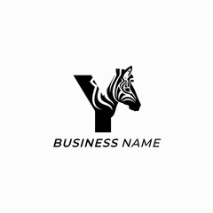 design logo creative letter Y and zebra