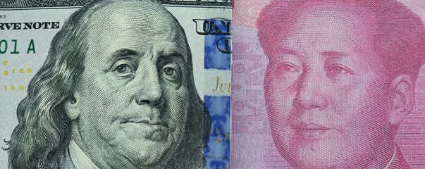 Global world economy crisis situation, US vs China trade war and currency war
