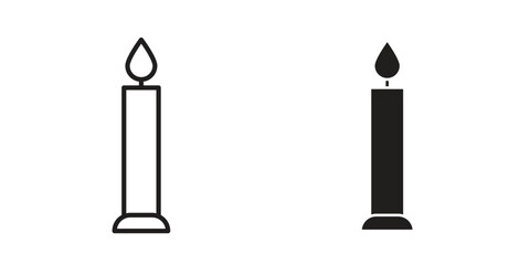 Candle icon in line design. Simple icon vector