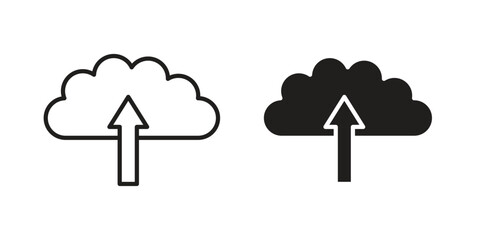 Cloud upload icon in line design. Simple icon vector