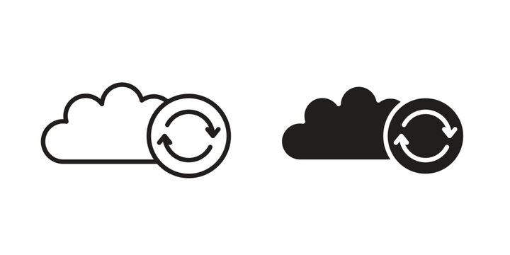 Cloud sync icon in line design. Simple icon vector