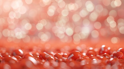 Field of Footballs with Soft Bokeh Background Perfect for Sports Enthusiasts and Event Promotions