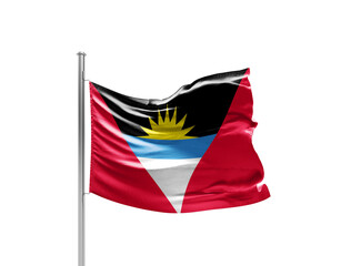 Antigua and Barbuda flag waving mast on white background with clipping path.