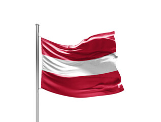 Austria flag waving mast on white background with clipping path.