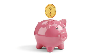 Saving Money A Piggy Bank and Coin Depicting Financial Security and Growth
