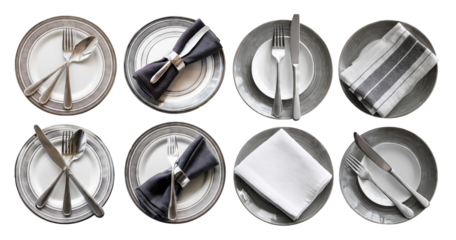 Elegant Table Setting with Plates and Cutlery for Dining Occasion, isolated on transparent background