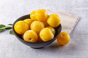 Ripe sweet fresh yellow plum