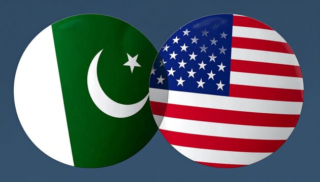Pakistan and USA Flags in circle