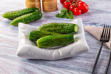 Homemade lightly salted cucumbers snack