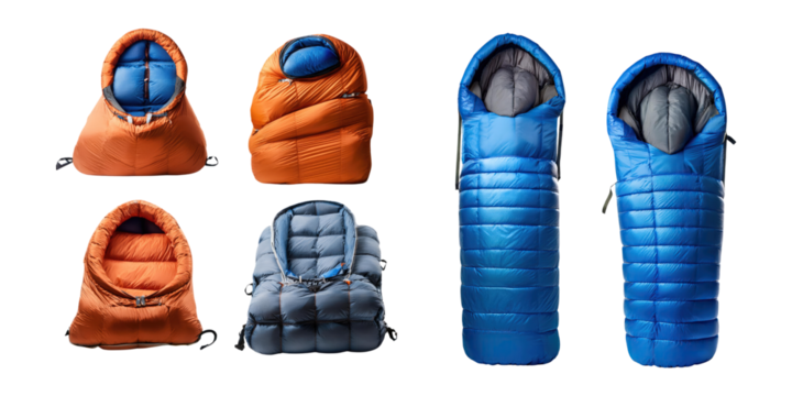 Colorful Sleeping Bags on Transparent Background
