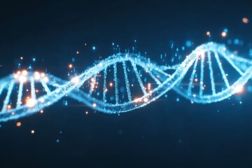 Obraz premium detailed biotech scene illustrating dna helix, gene mapping process inside living cells, disorder progression diagram