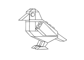 Fototapeta premium Line Art Geometric Lego Bird Minimalist Illustration for Children
