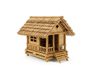 Detailed bamboo hut craftsmanship displays a unique, tropical architecture style