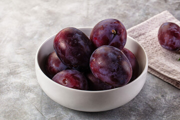 Ripe sweet fresh juicy plums