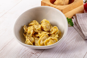 Tasty Russian dumplings with meat