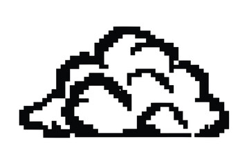 8bit Pixelated Cloud with Retro Style on White Background Pixel Art