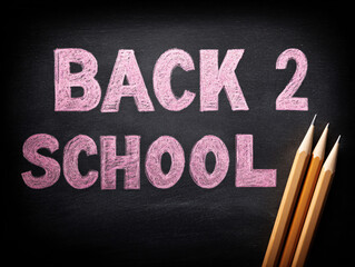 Back to School Pink and White Text on Chalkboard Background