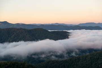 Huay Kub Kab Village, Chiang Mai, Thailand with Sea of Mist