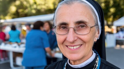 Community event celebrating faith outdoor market people daytime portrait style