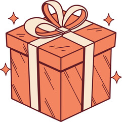 Gift box with ribbon and sparkles celebration present surprise birthday vector