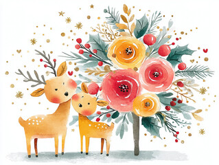 Naklejka premium festive red and gold Christmas illustration