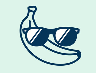 Fototapeta premium Cool Banana Vector – Stylized Fruit Icon with Sunglasses and Bold Personality